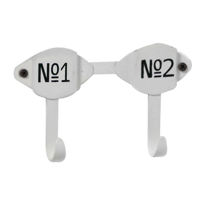 Appendino in metallo da 2 posti bianco, chiavi cm16,5x10x3