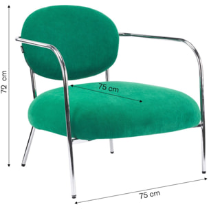 Fauteuil en velours côtelé et piètement chromé - LEON