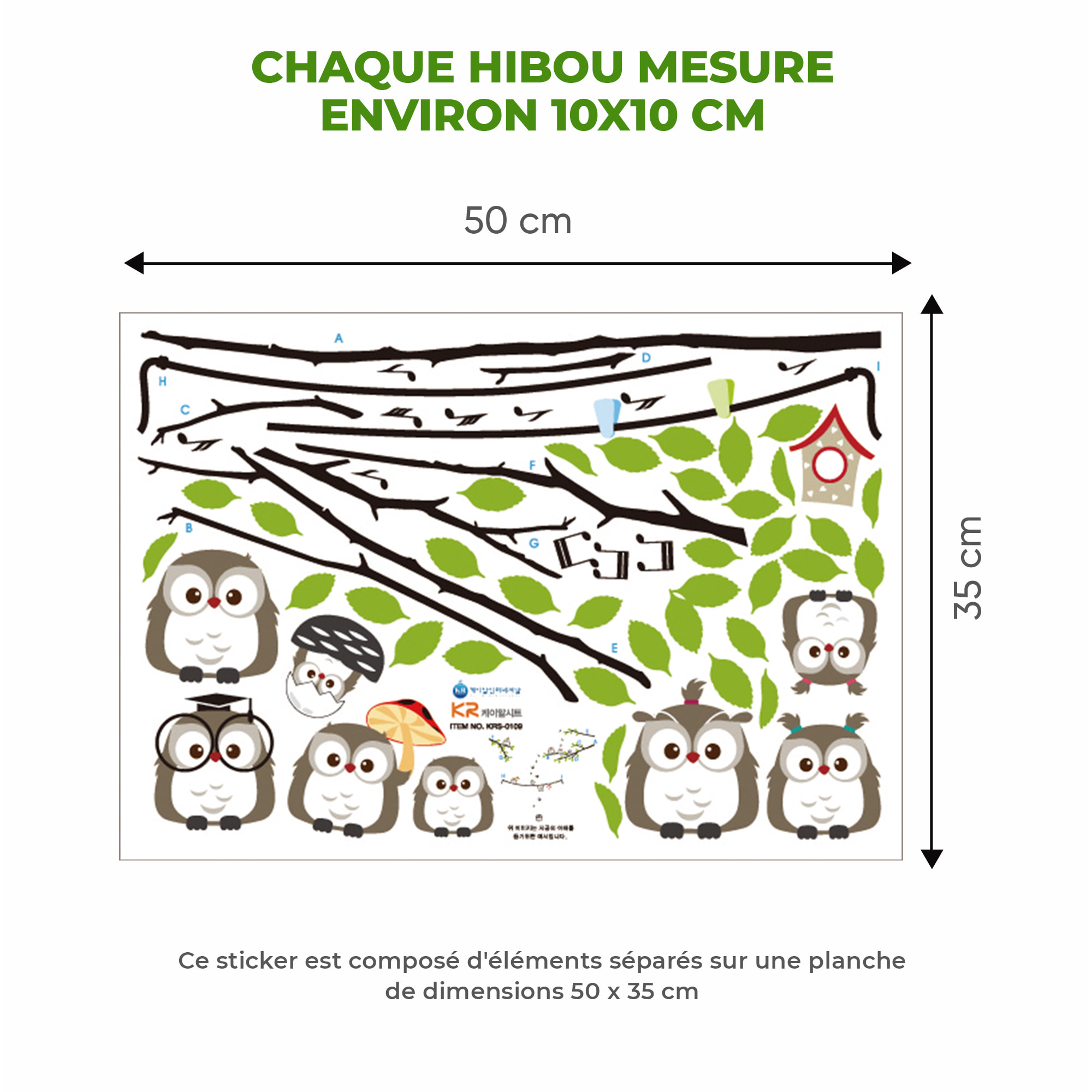 Stickers Muraux décoration adhésifs les hiboux sur des branches