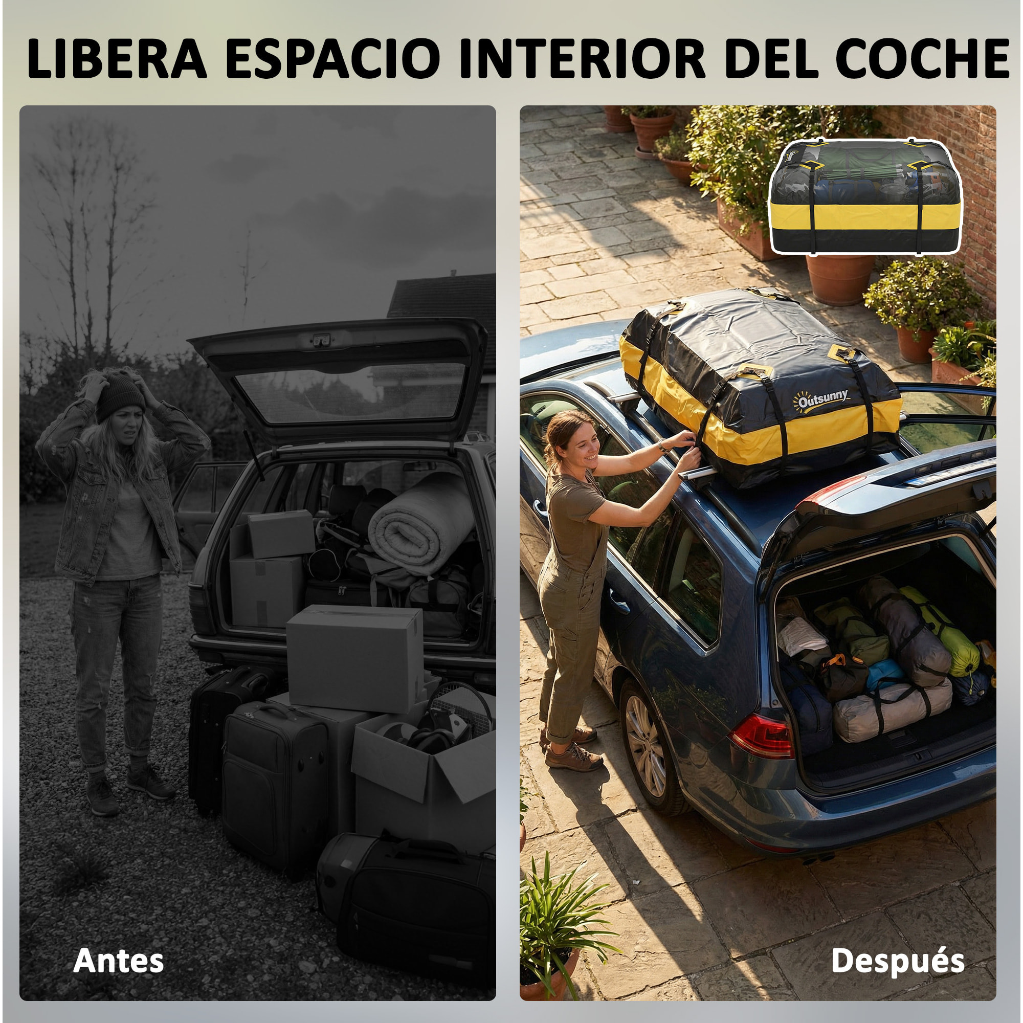 Bolsa de Techo para Coche 425L, Impermeable, Cofre de Techo para Coche con 8 Correas Ajustables, Alfombrilla Antideslizante, Ganchos, Adecuada para Todos Los Vehículos con/sin Portaequipajes