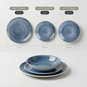 Servizio Tavola da 18 Piatti in Ceramica, lavabile in lavastoviglie e adatto a microonde, Intrecci