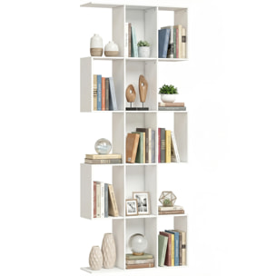 Estantería de 5 Niveles, Biblioteca Estrecha, Librería en Forma de S, para Salón, Dormitorio, Estudio, Oficina, 80x24x200 cm, Blanco