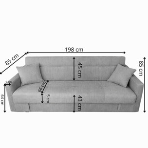Canapé convertible avec coffre en tissu gris foncé 3 places BAKAR