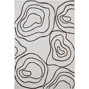 SANTAL - Tapis de salon crème à motif floral