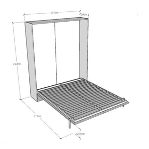 Armoire Lit escamotable vertical double 160 KENTARO Frêne Blanc