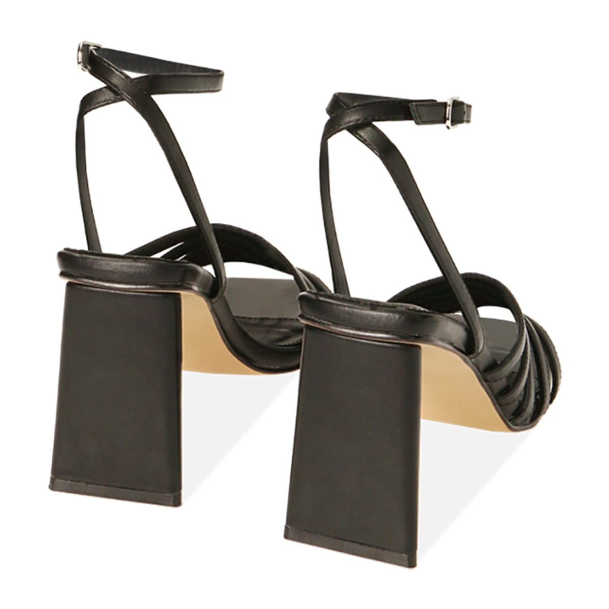 Sandalias negras, tacón escultórico de 9 cm