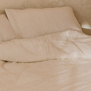 Funda de Almohada - 100% Algodón de Muselina - Beige