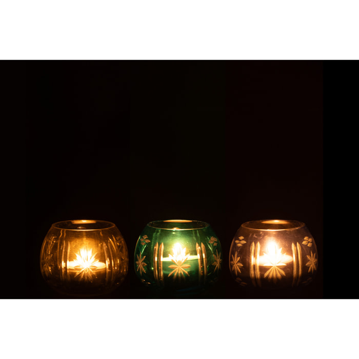 J-Line bougeoir Tarifa Rond - verre - mix - 3 pièces