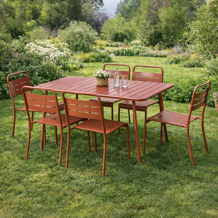 EVORA Table de jardin 4 à 6 places 120cm terracotta