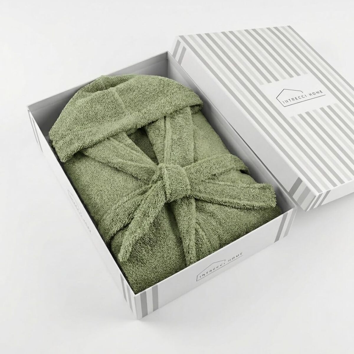 INTRECCI HOME Accappatoio Uomo e Donna, in Puro Cotone Jacquard 500 g, , Morbidezza Extra, Avvolgente, con Cappuccio e Tasche, Elegante e Confortevole,
