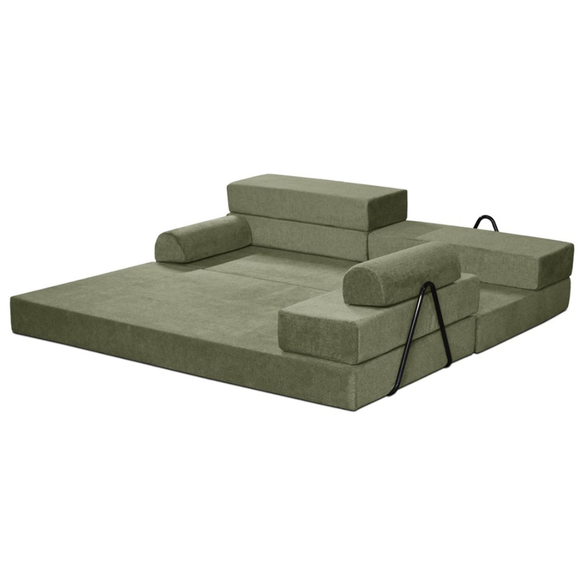 Astral - Canapé 3 places convertible en velours texturé - Vert