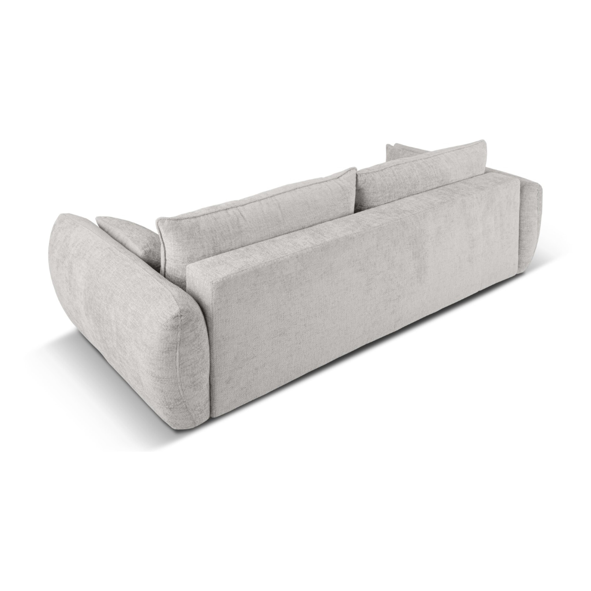 Canapé convertible avec coffre de rangement "Matera" 3 places en chenille gris clair