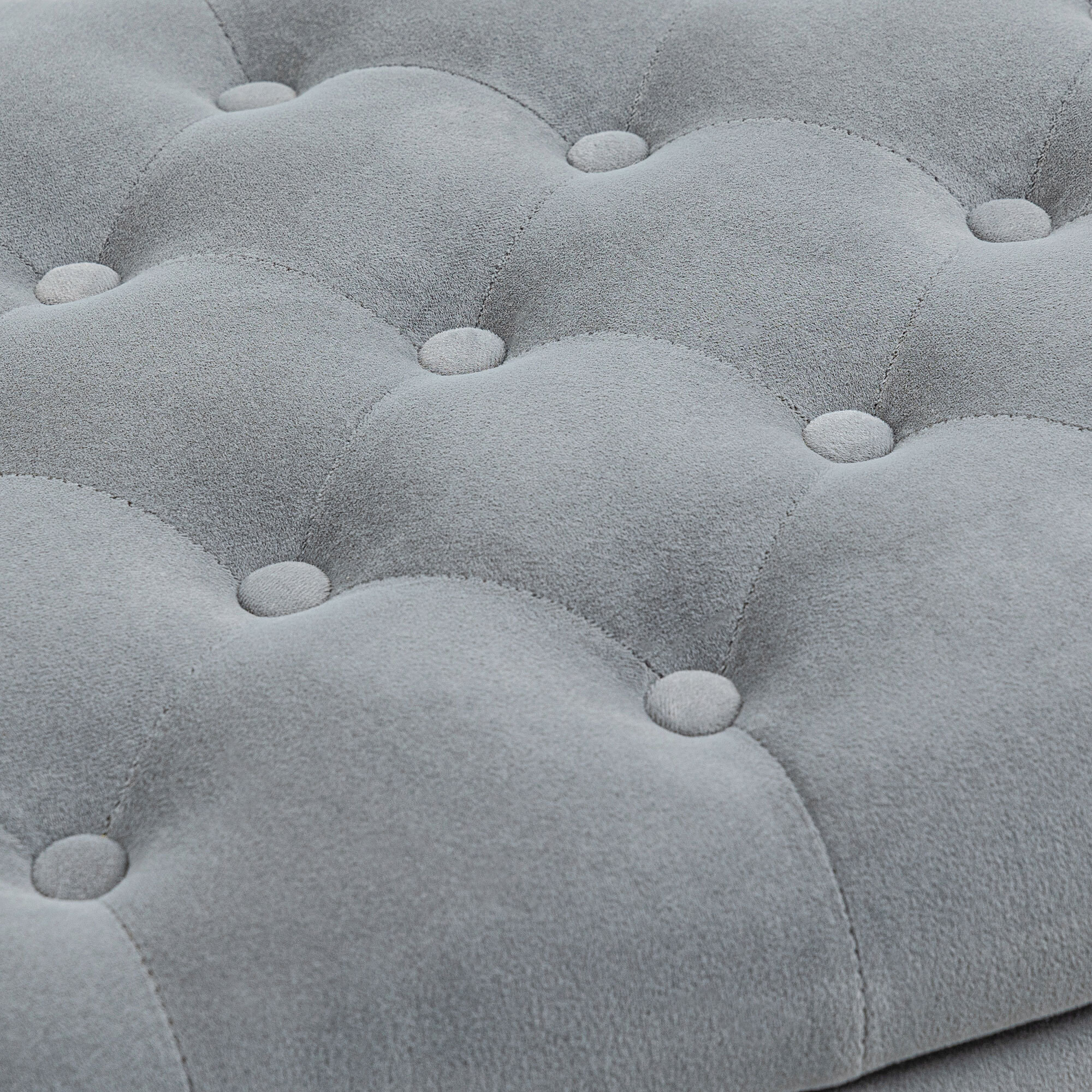 Banc coffre banquette coffre de rangement velours dim. 126 x 48,5 x 57 cm piètement bois hévéa noir gris