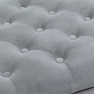 Banc coffre banquette coffre de rangement velours dim. 126 x 48,5 x 57 cm piètement bois hévéa noir gris