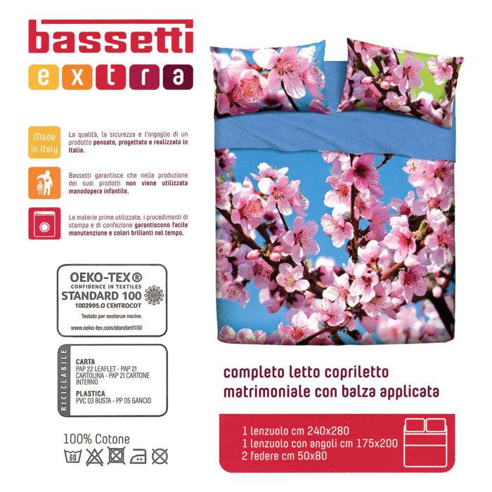 BASSETTI COMPLETO LETTO MATRIMONIALE NATURA STAMPA DIGITALE SPRING