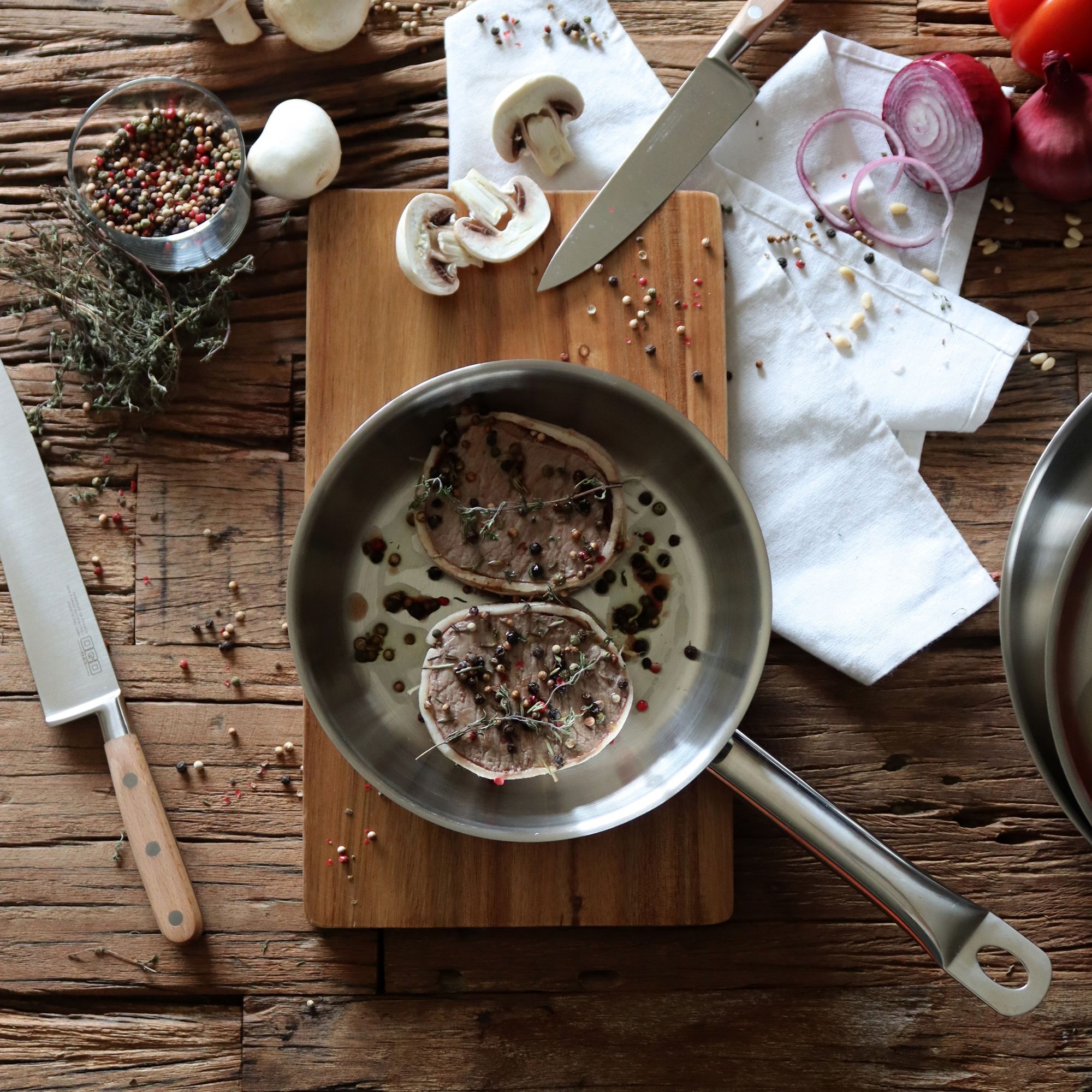 Poêle professionnelle en acier inoxydable 20cm - tous feux PROFESSIONNEL