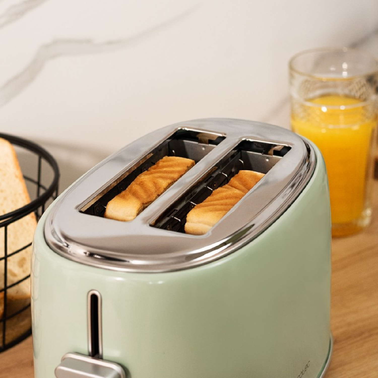 Cecotec Tostadora 2 Rebanadas Toast&Taste 1000 Retro Double Green. 980 W 2 Ranur