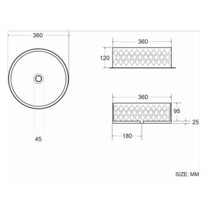 Vasque à poser ronde diamètre 36 cm - blanc brillant - finition striée - sans trop-plein - Infinitio SAT