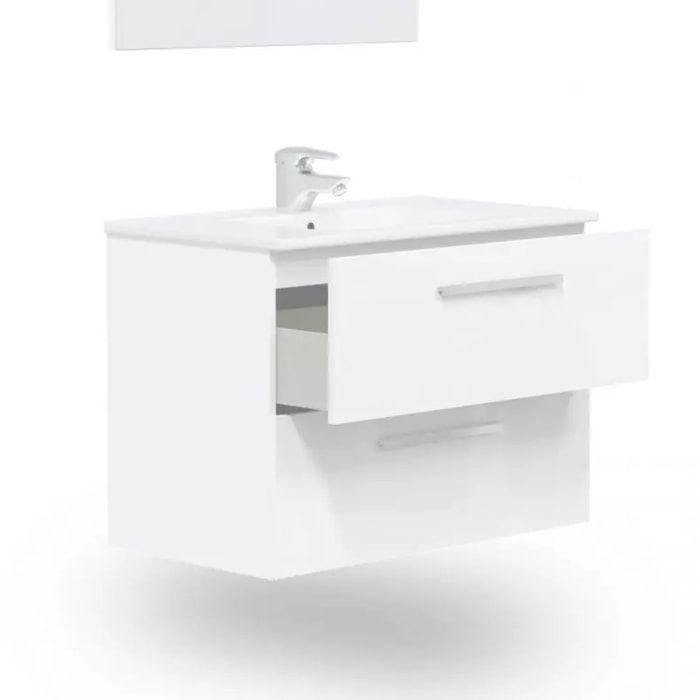 Pack de baño con lavabo cerámico Feel S Blanco Brillo