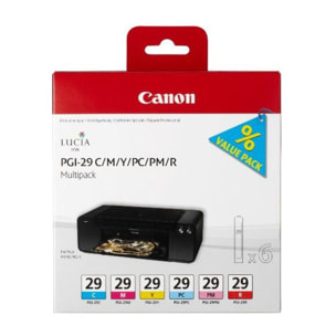 Cartouche d'encre CANON Pack Multipack 6 Originales PGI-29 Couleurs (Photo) - 4872B001