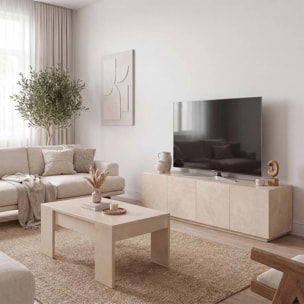 Mesa de centro elevable con almacenaje en microcemento beige 100x45-56 cm Vita Microcemento Beige