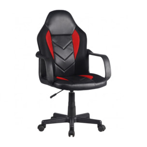 Fauteuil de bureau avec roulettes en simili noir et rouge avec accoudoirs - NEO