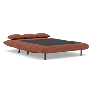 Lumi - Banquette convertible clic-clac 2 places en velours côtelé - Terracotta