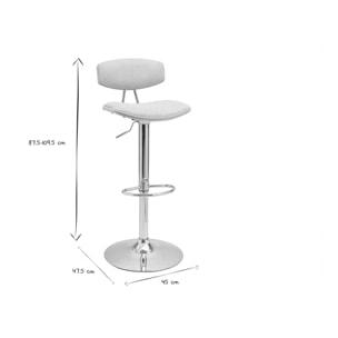 Tabouret de bar design réglable en tissu effet velours texturé beige et métal VASCO