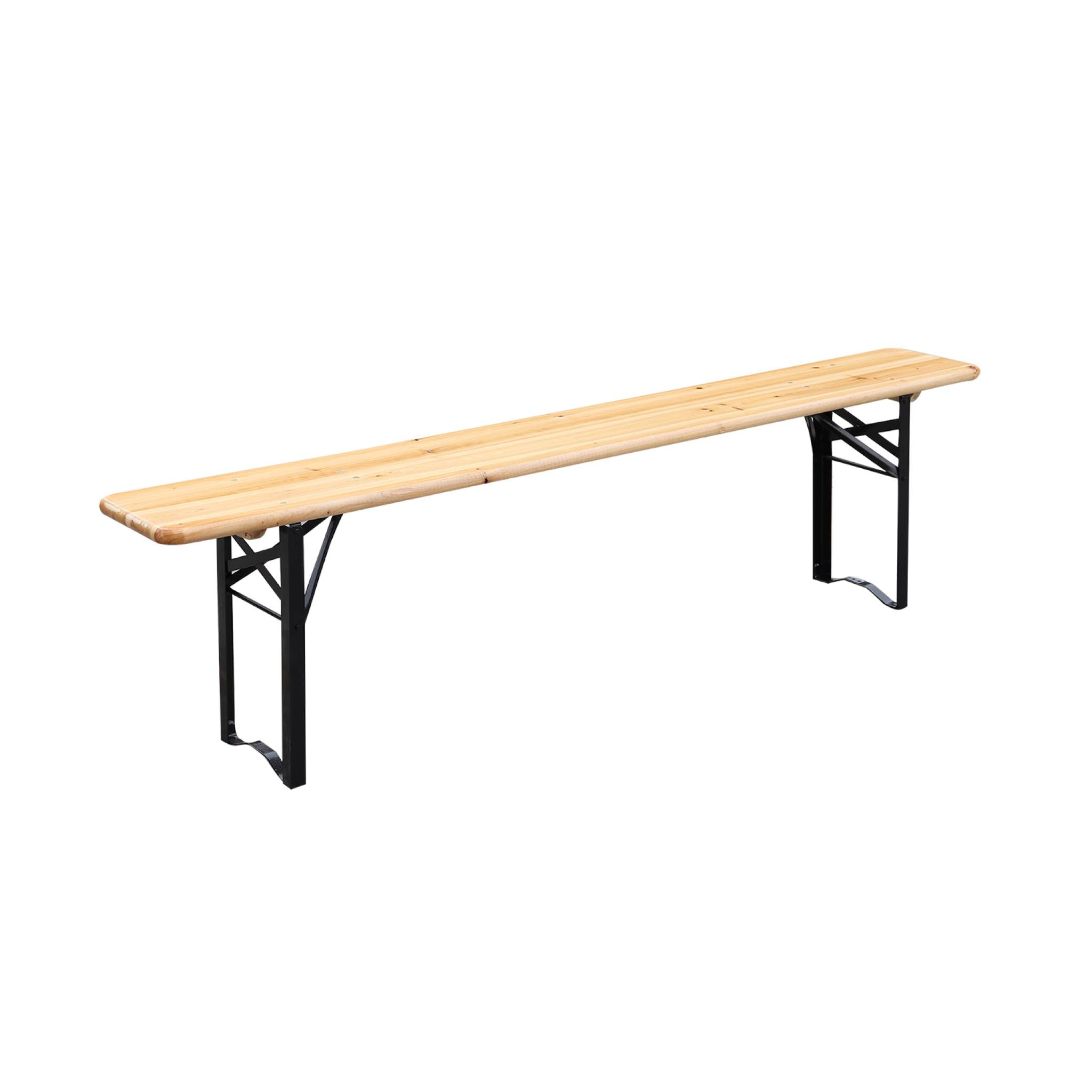 Lot de 2 tables de réception pliantes bois de sapin 2 bancs naturel Bayonne esprit brasserie 12 places
