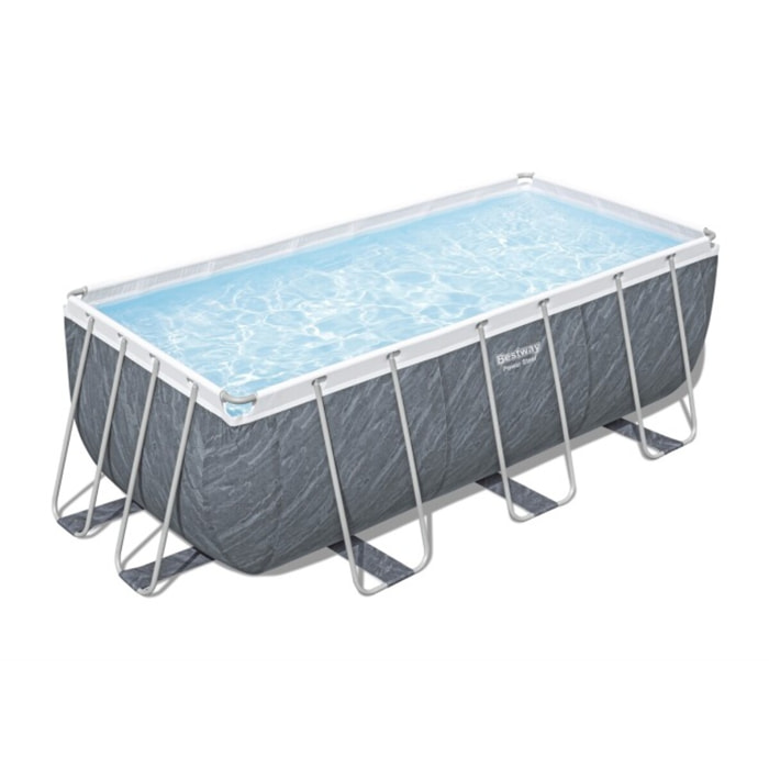 Bestway Piscine hors sol tubulaire rectangulaire Bestway Power Steel 412 x 201 x 122 cm décor marbre