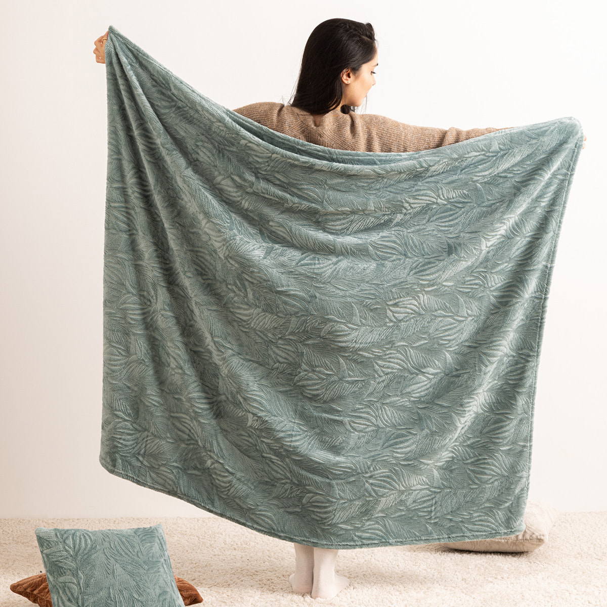 Plaid flanelle Roy bleu 180x230cm