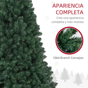 Árbol de Navidad 210 cm Árbol de Navidad Artificial con 1064 Ramas de Alambre de Memoria y Base Plegable Árbol de Navideño para Salón Verde