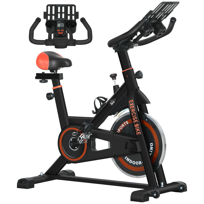Bicicleta Estática con Resistencia Regulable Bici Estática Bicicleta de Fitness con Volante de Inercia 8 kg Pantalla LCD Manillar y Asiento Ajustable para Casa Gimnasio Rojo