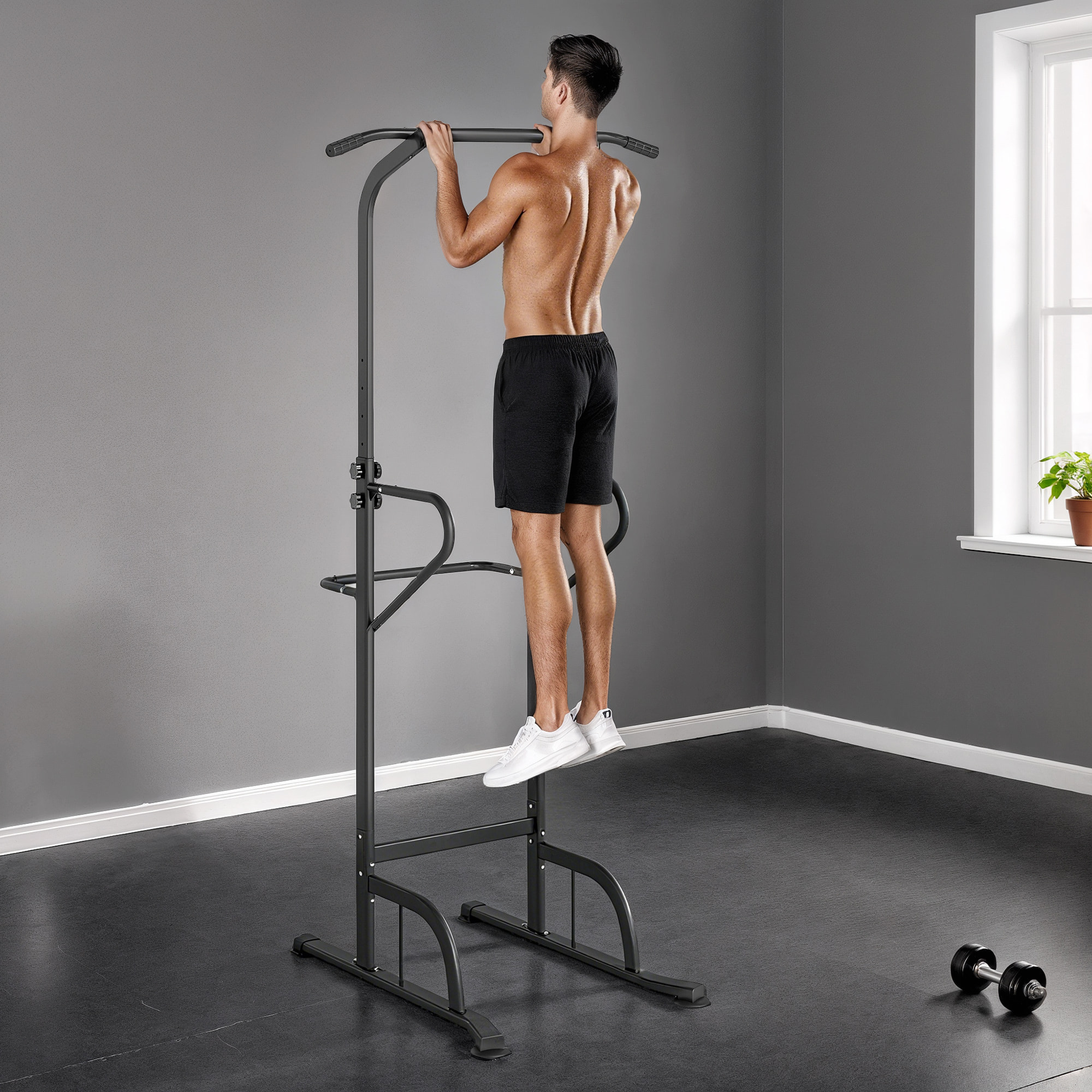 Barra de Dominadas Altura Regulable 180-212 cm, Estación de Fondos Resistente para Gimnasio en Casa, Máquina Dominadas Multifuncional, para Entrenamiento de Fuerza, Carga 120 kg