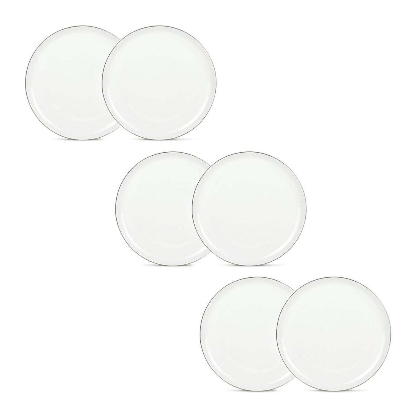 Lot de 6 assiettes plates blanc - "Sélène"