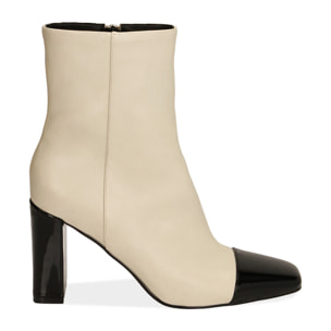 Ankle boots panna, tacco 8,5 cm