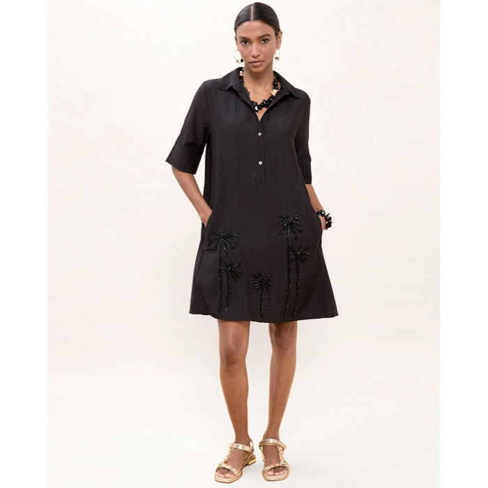 Abito corto con dettagli di palma abbinati