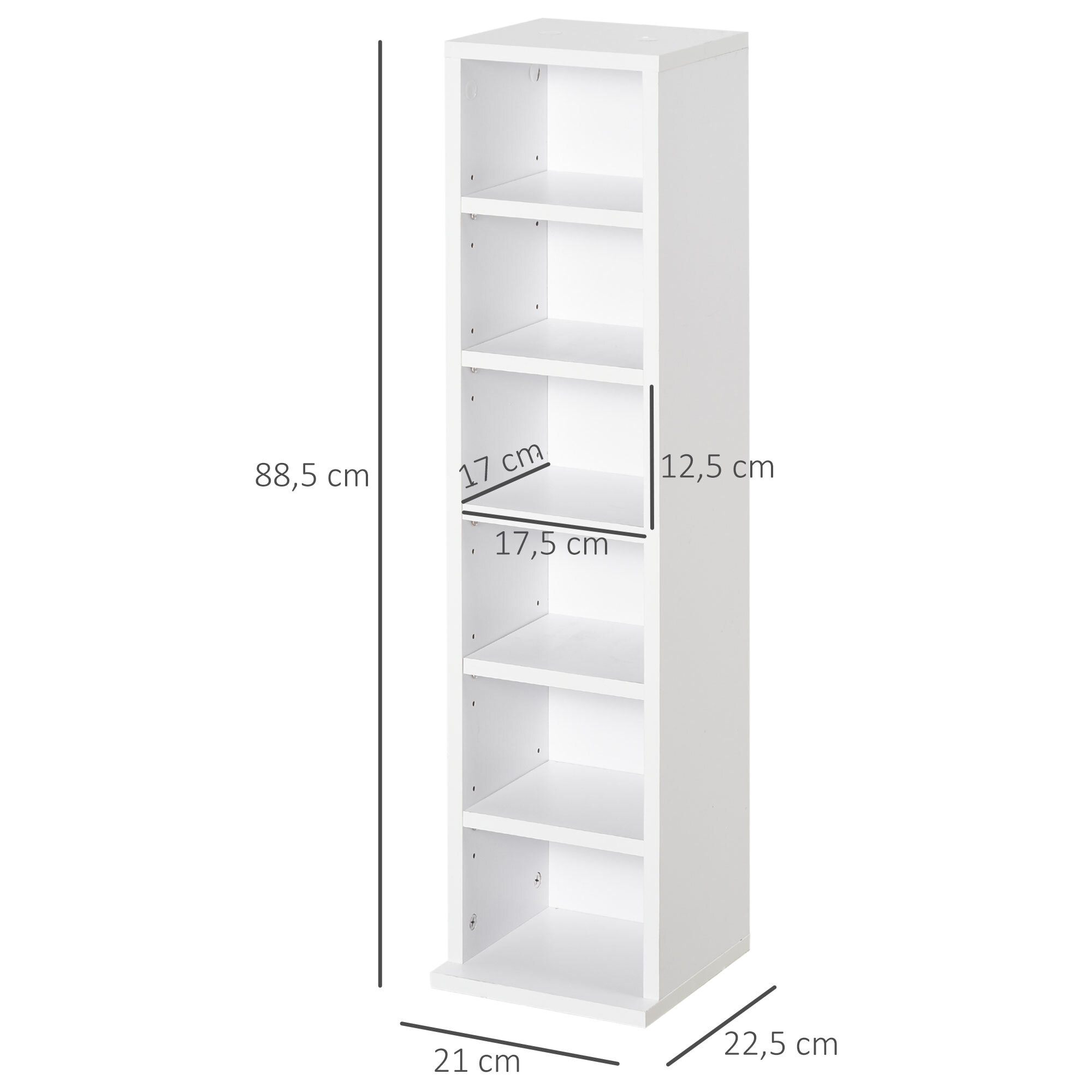 Estantería para CD o DVD Soporte para CD con 12 Compartimientos para 204 CD's y Estante Ajustable para Salón Dormitorio Oficina 2 Unidades 21x22.5x88,5 cm Blanco