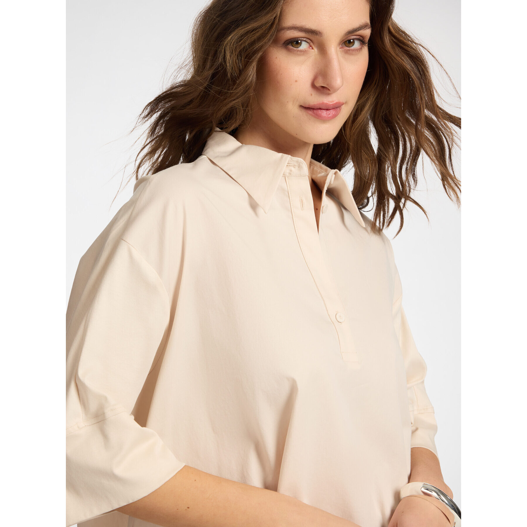Elena Mirò - Blusa boxy con mangas de tres cuartos - Beige