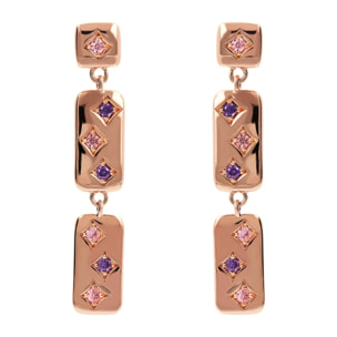 Orecchini Pendenti Étoile con Elementi Rettangolari e Punti Luce in Cubic Zirconia Verdi