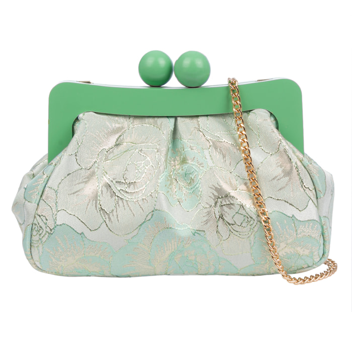 Bormida Bolso bandolera Mujer. Fabricado en madera y tela con diseños florales.