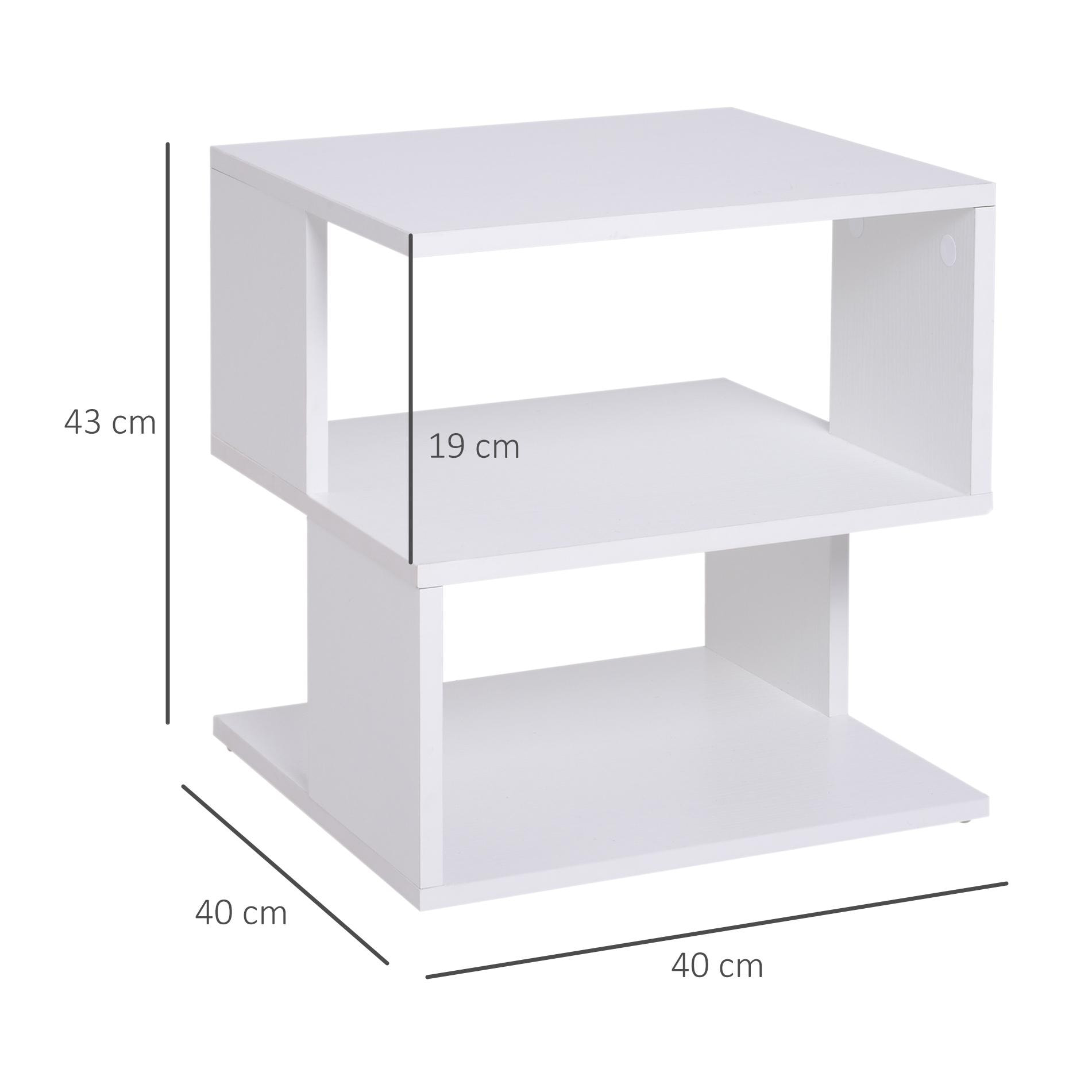 Mesa de Café de 2 Niveles de Madera 40x40x43cm Blanco