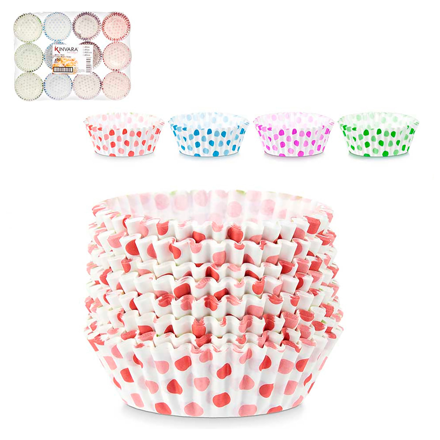 SET 150 MOLDES PAPEL PUNTOS 12CM SURT 4