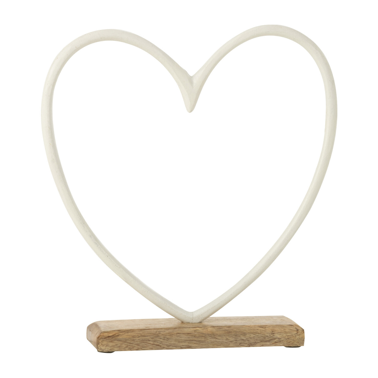 J-Line décoration Coeur Sur Socle - aluminium/bois - blanc - large