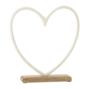 J-Line décoration Coeur Sur Socle - aluminium/bois - blanc - large