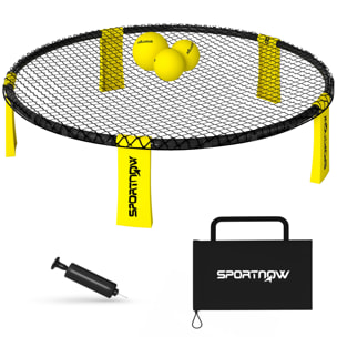 Jeu de plage Spikeball - set complet filet, 3 balles, pompe, sac transport - noir jaune
