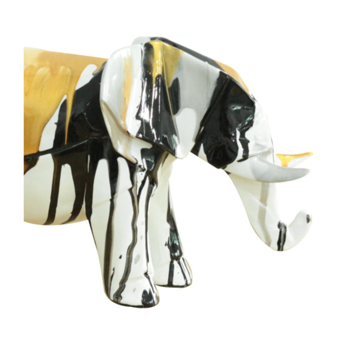 Statuette éléphant en résine noir, argenté, doré H21cm - ELEPH 6