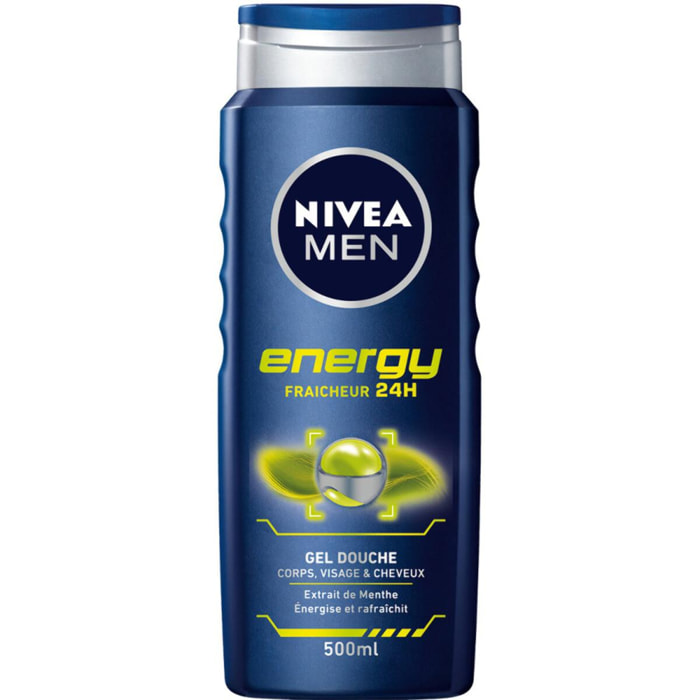 Pack de 3 - NIVEA MEN - Gel douche 3en1 Energy 500ml