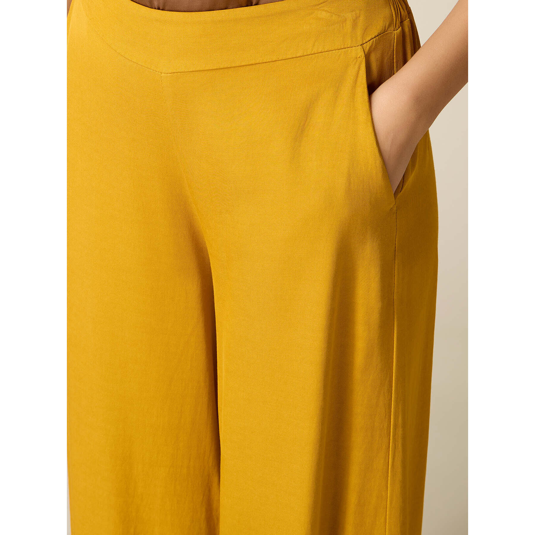 Oltre - Pantalones palazzo mezcla de lino - Amarillo