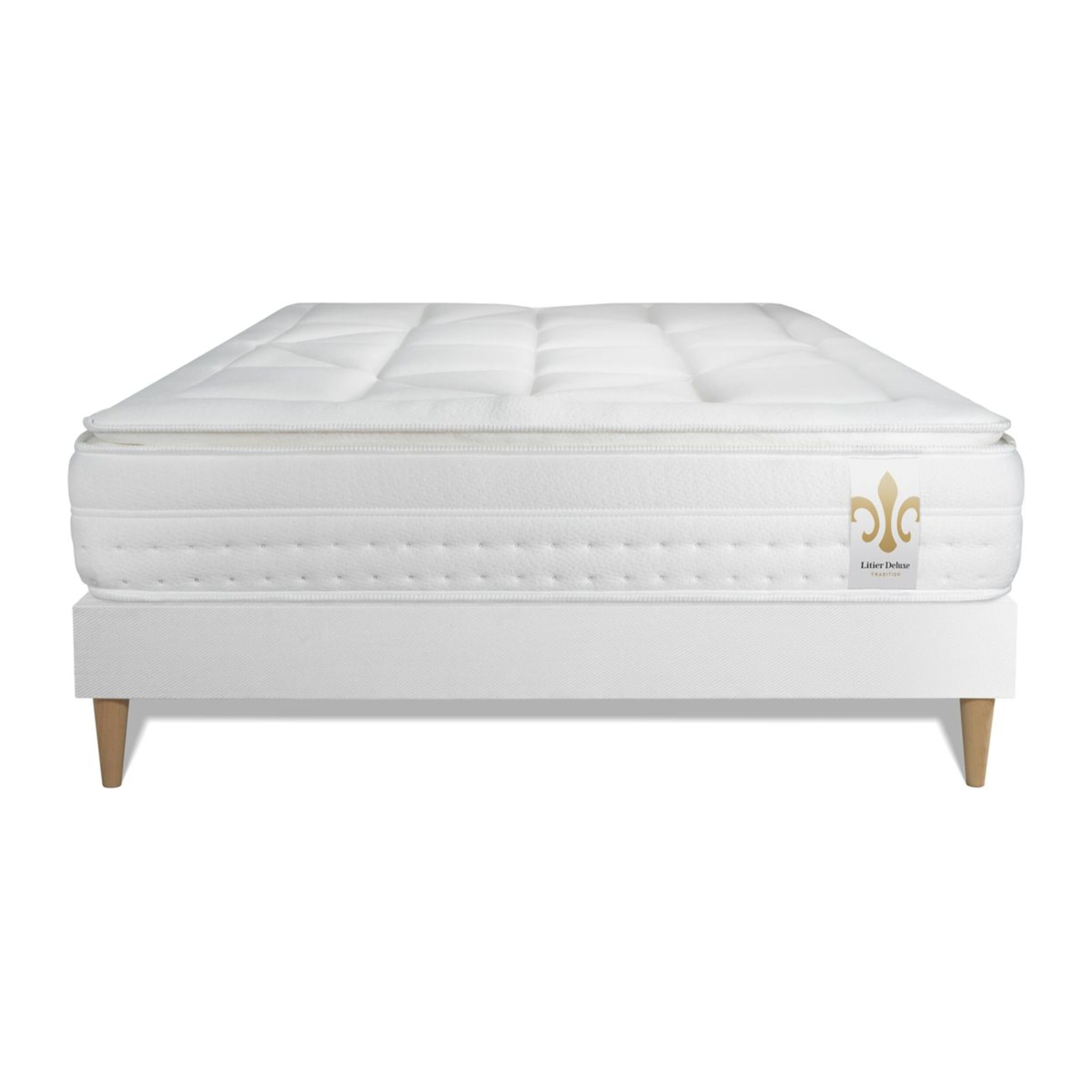 Ensemble Matelas Vingt-Huit PLUS - 28cm - Ressorts ensachés et mémoire de forme - Tensions allégées - Sommier kit Blanc